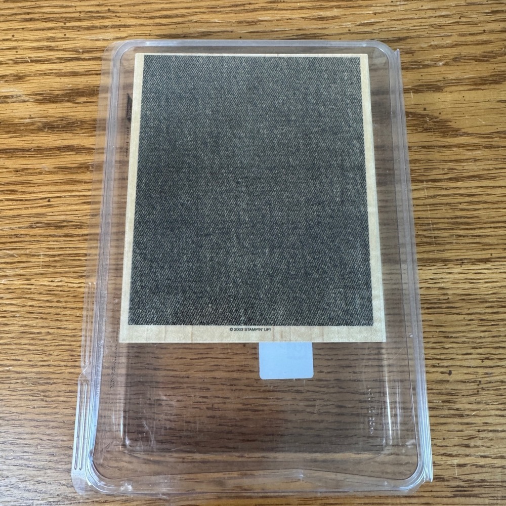 Stampin Up Just Jeans Wood Mounted Rubber Background Stamp 2003 Denim Texture